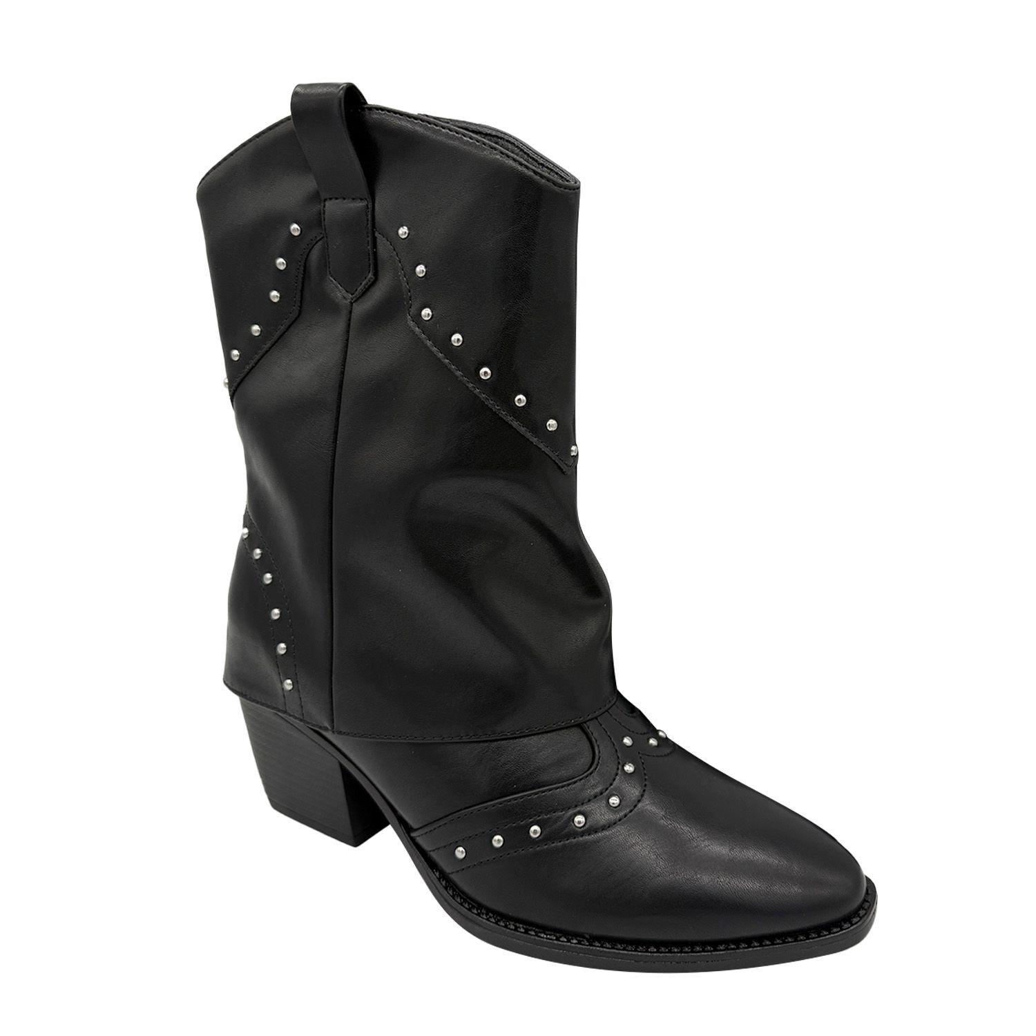 Bota para mujer sobrecapa Lisa Negro Danicolle-4