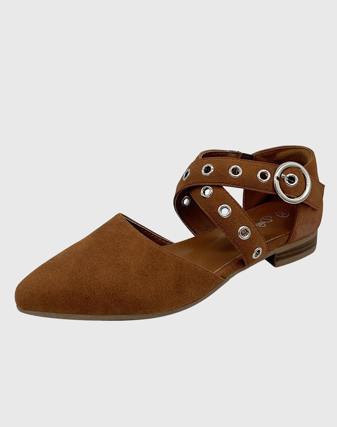 Ballerina para mujer plana Ecocuero Camel-0