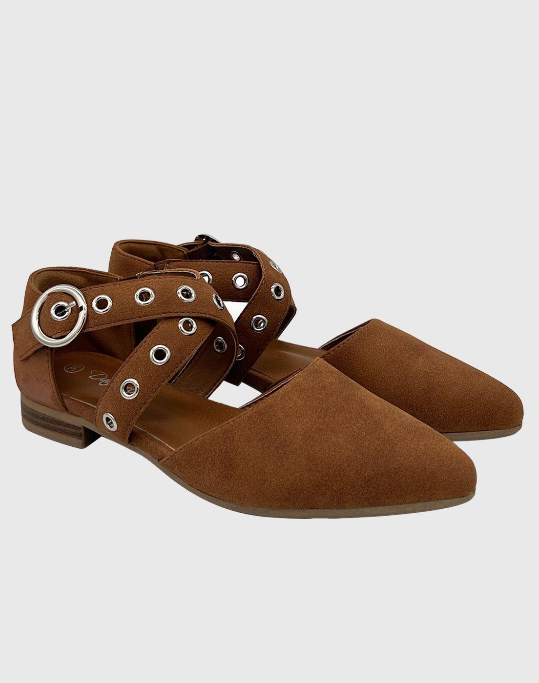 Ballerina para mujer plana Ecocuero Camel-2