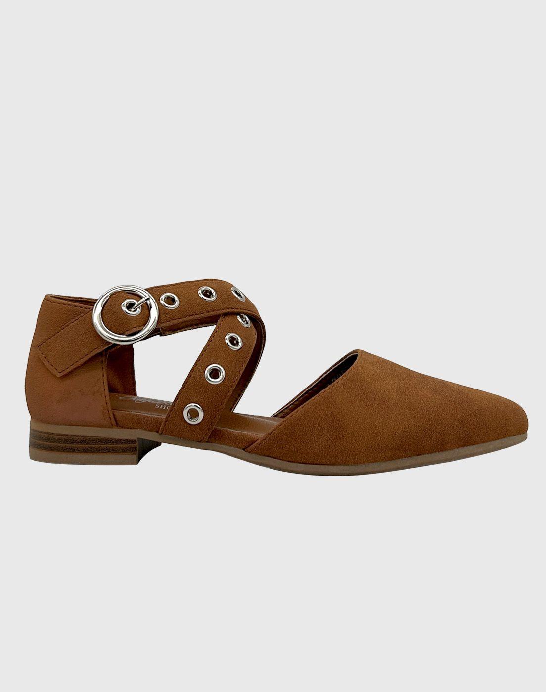 Ballerina para mujer plana Ecocuero Camel-3