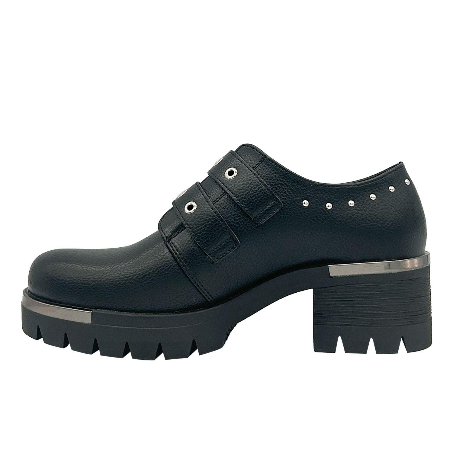 Botin para mujer color Negro, doble correa, bajo el tobillo-2