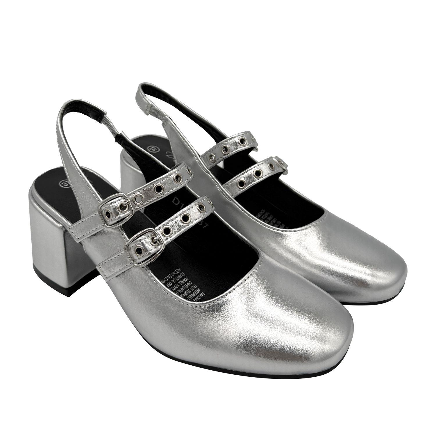 Zapato para mujer con correas Plateado Danicolle-1