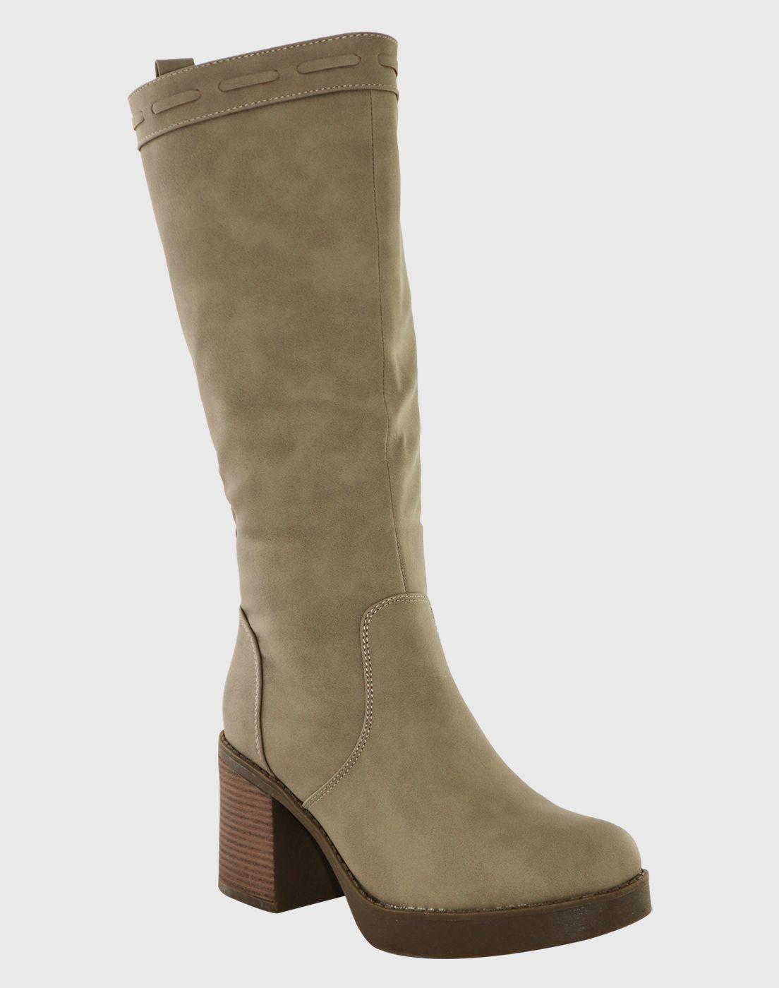 Bota Lisa alta Khaki-0