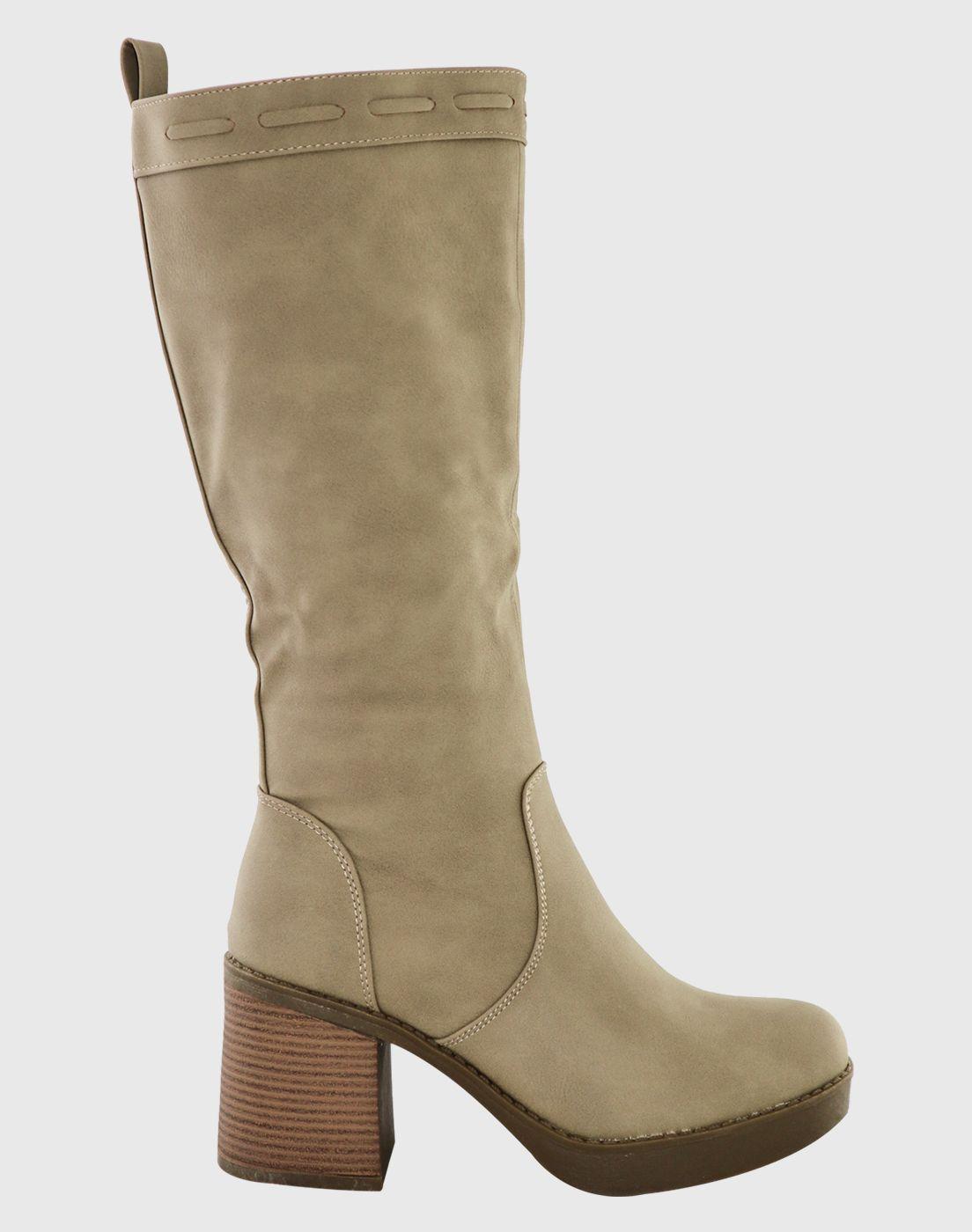 Bota Lisa alta Khaki-3