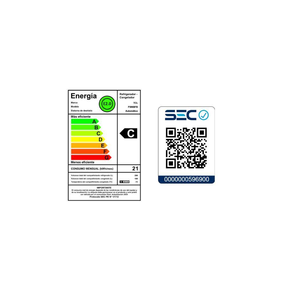 Refrigerador Bottom Freezer No Frost 306L P306BFB-8