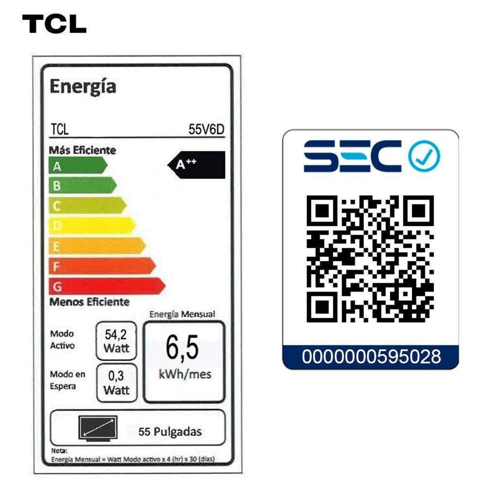Smart TV 55" TCL 4K UHD V6D-9