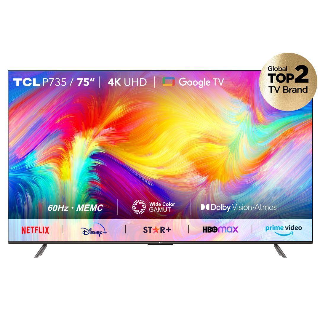 LED 75" TCL 75P735 4K HDR Smart TV Google TV-0