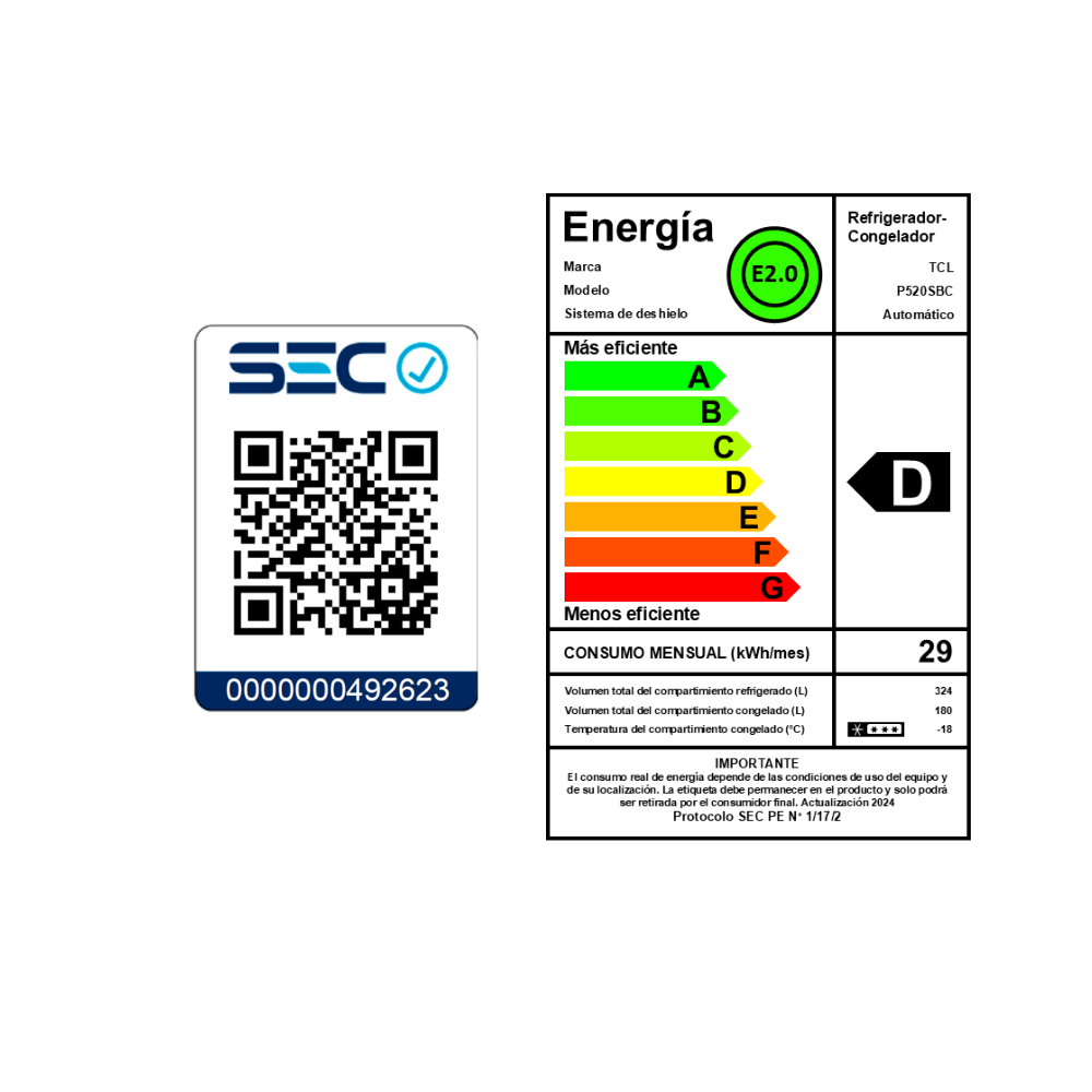 Refrigerador Side By Side TCL 504L P520SBC-7