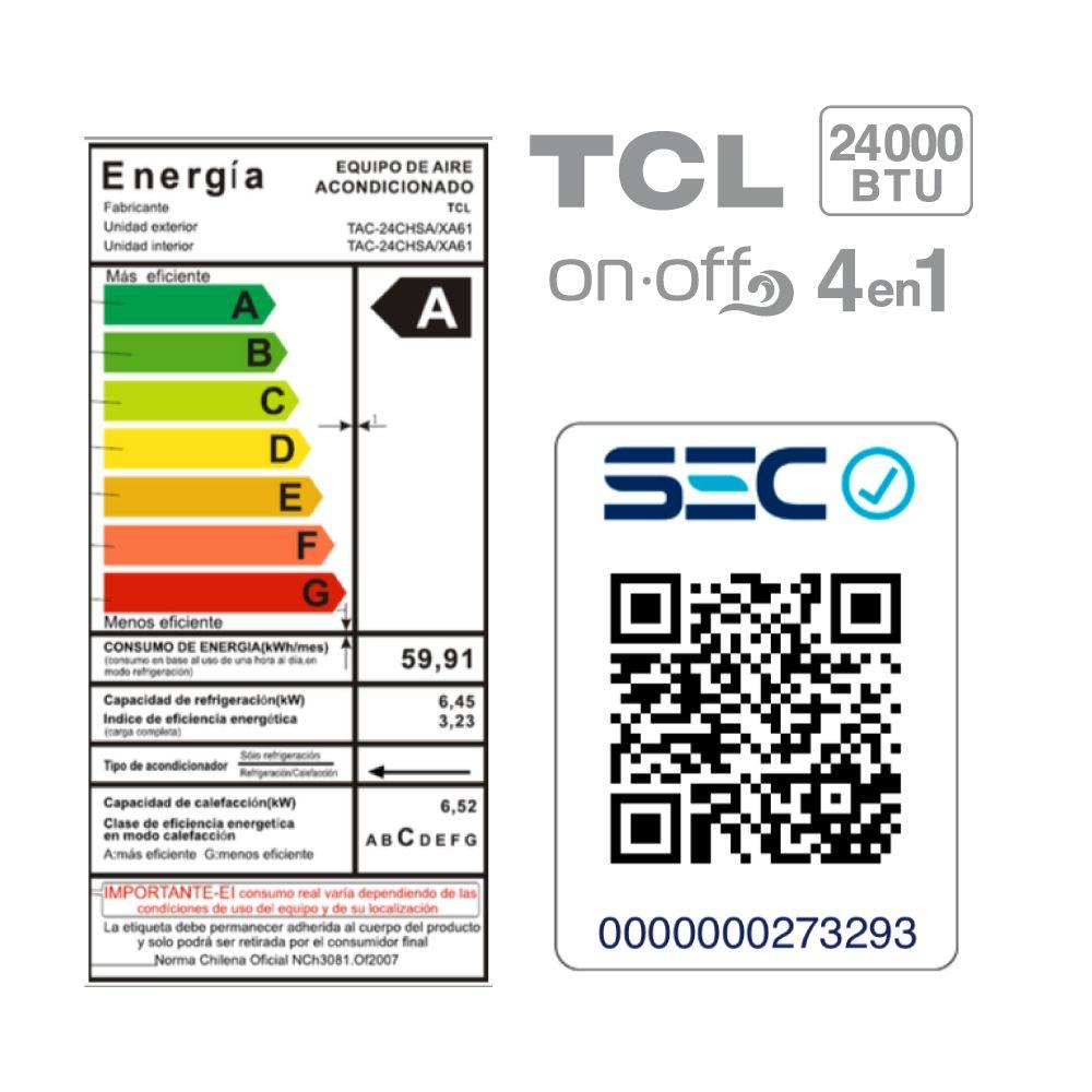 Aire Acondicionado Frio-Calor Split TCL 24000 BTU 4en1-6