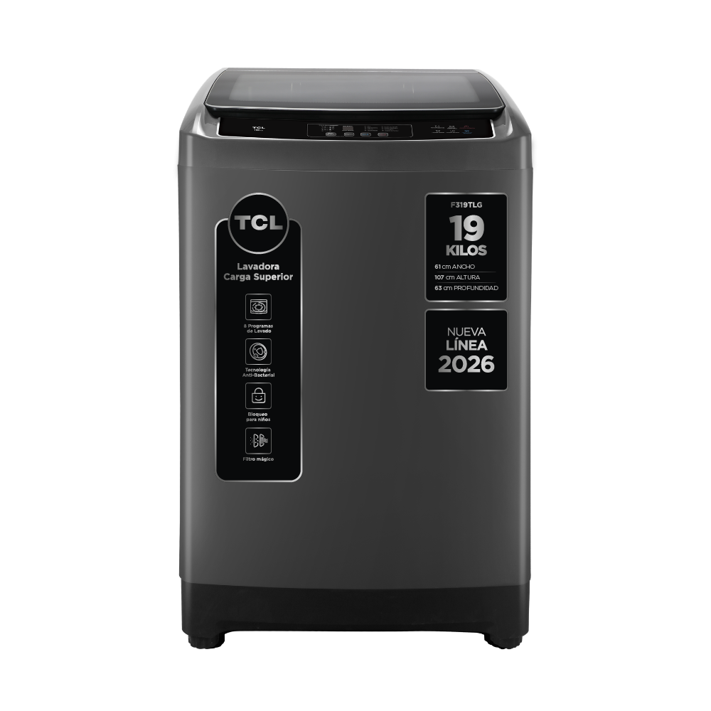 Lavadora Automática Carga Superior TCL 19Kg Titanium F319TLG-0