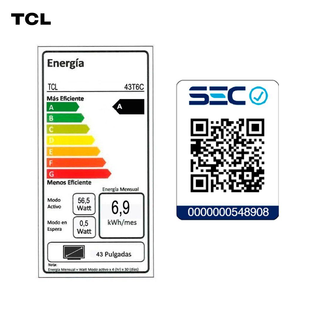 Smart TV 43" TCL 4K UHD QLED 43T6C-5