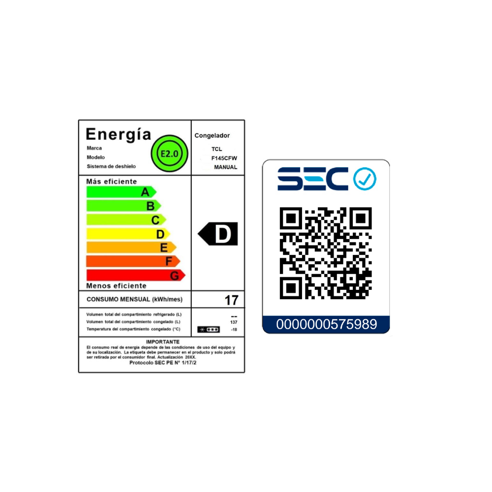 Freezer Horizontal TCL 137L F145CF-4