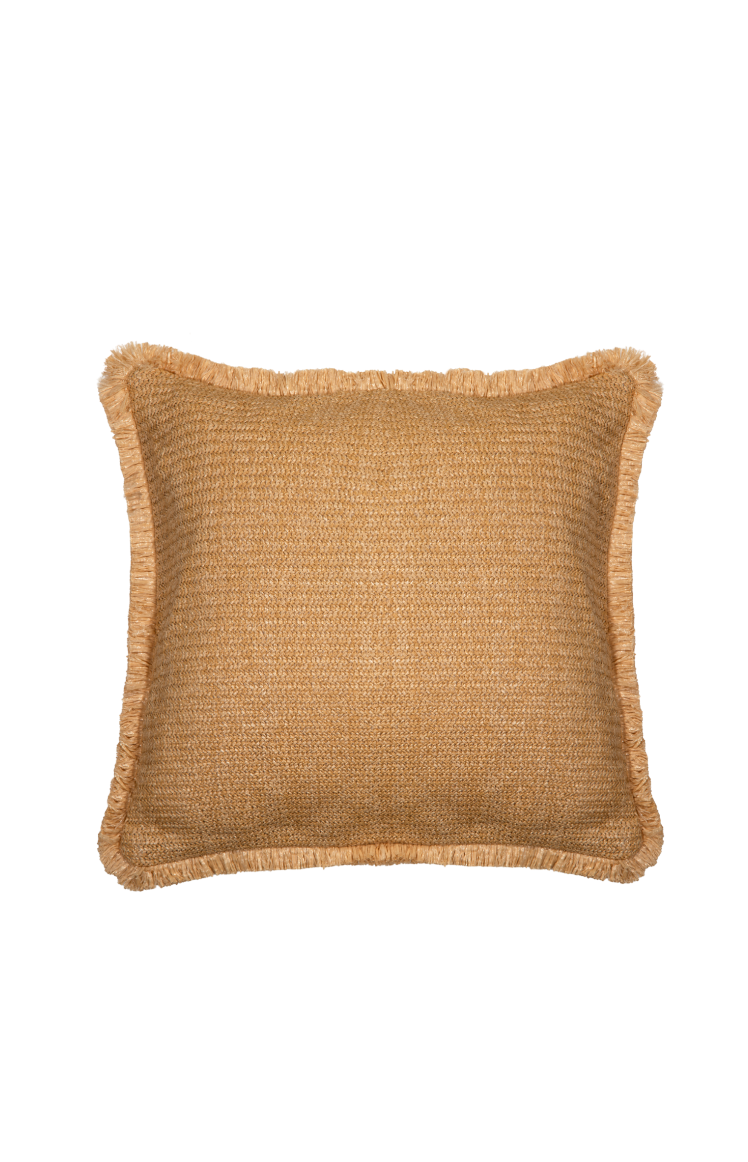 Cojín de rafia beige con flecos de 45 x 45 cm-0