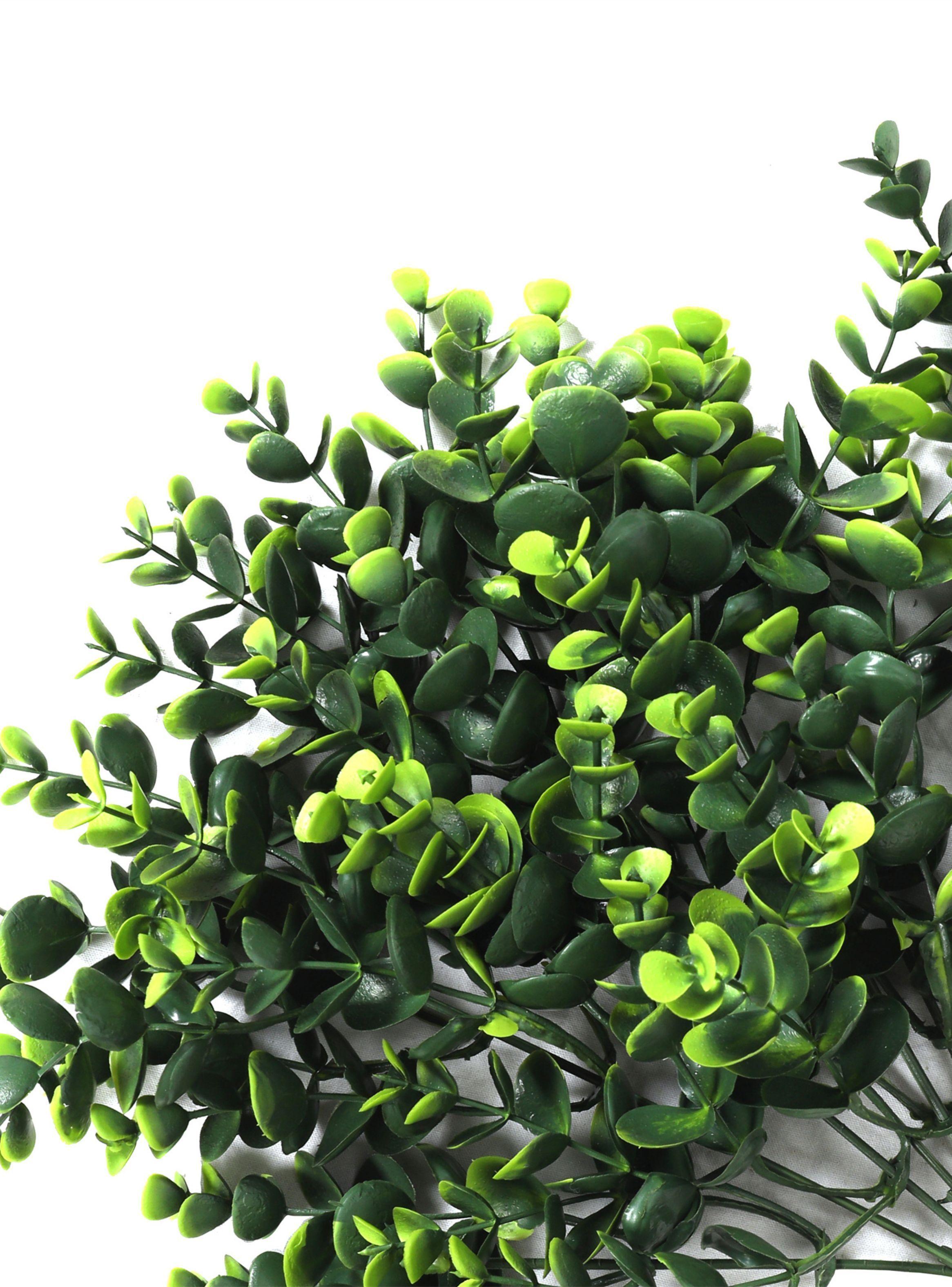 Hierba hoja redondeada verde, rama decorativa de 33 cm con protección UV-2