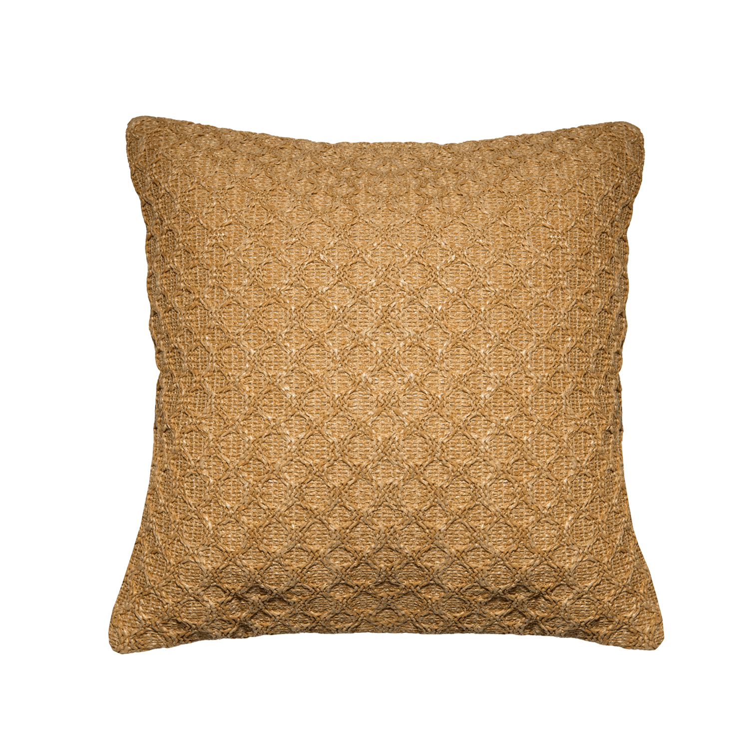 Cojín de rafia beige con tejido de circulos de 45 x 45 cm-0