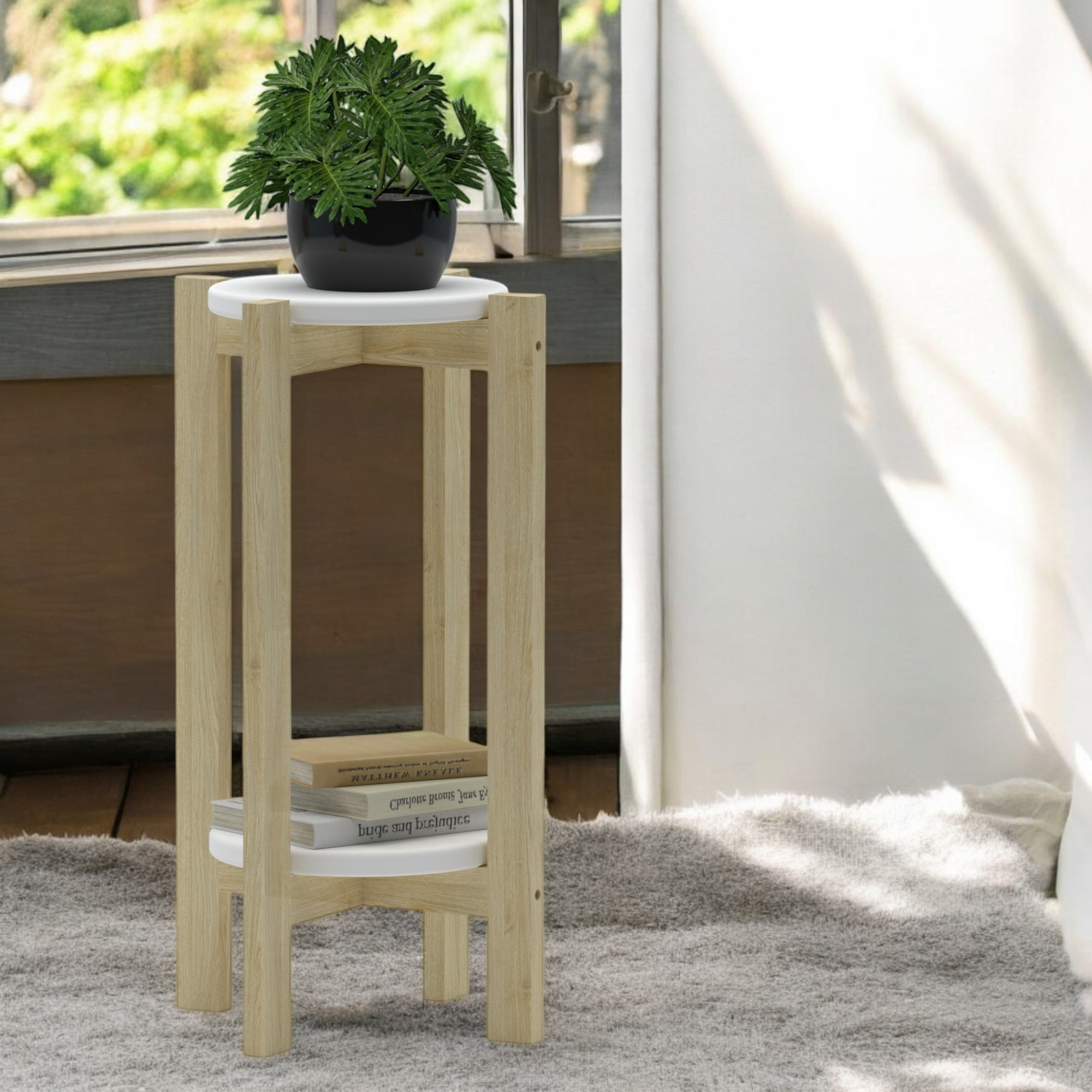 Mesa Lateral 33x60cm Natural-Blanco-0