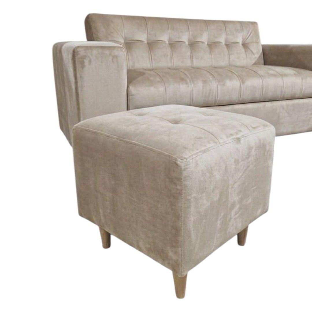 SOFA DOS CUERPOS MAS POUF EN FELPA BEIGE-2