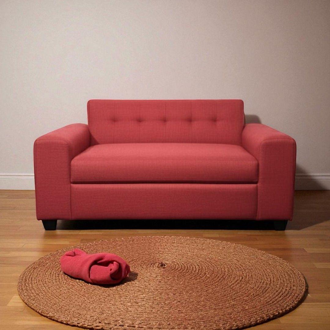 SOFA DOS CUERPOS BRAZO REDONDO LINO ROJO-3