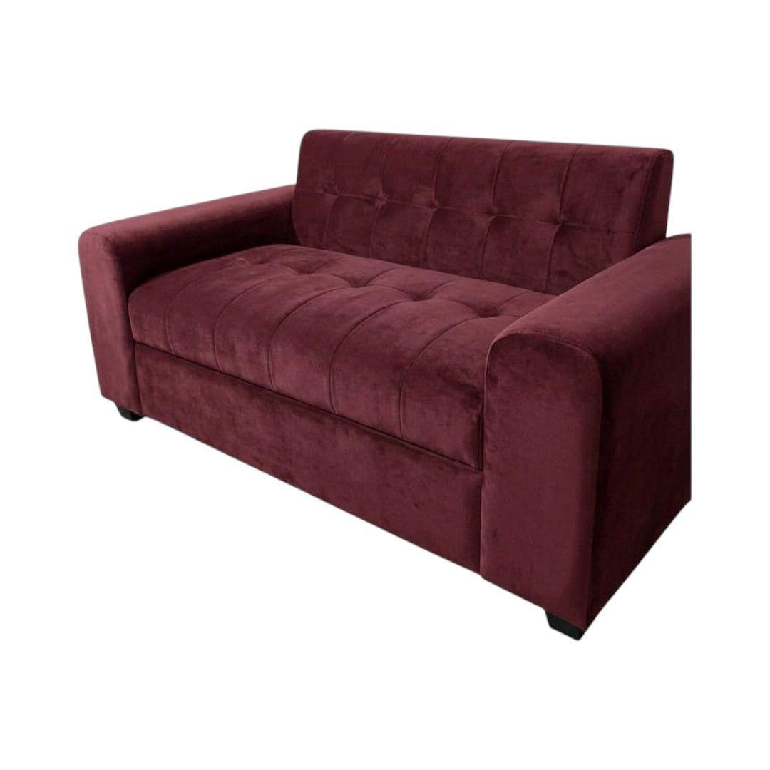 SOFA TRES CUERPOS BRAZO REDONDO FELPA ROJO BURDEO-2