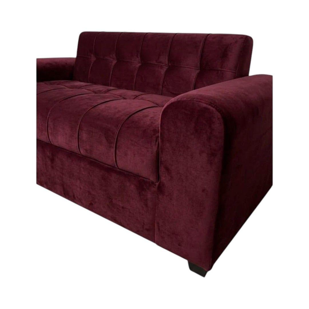 SOFA TRES CUERPOS BRAZO REDONDO FELPA ROJO BURDEO-3