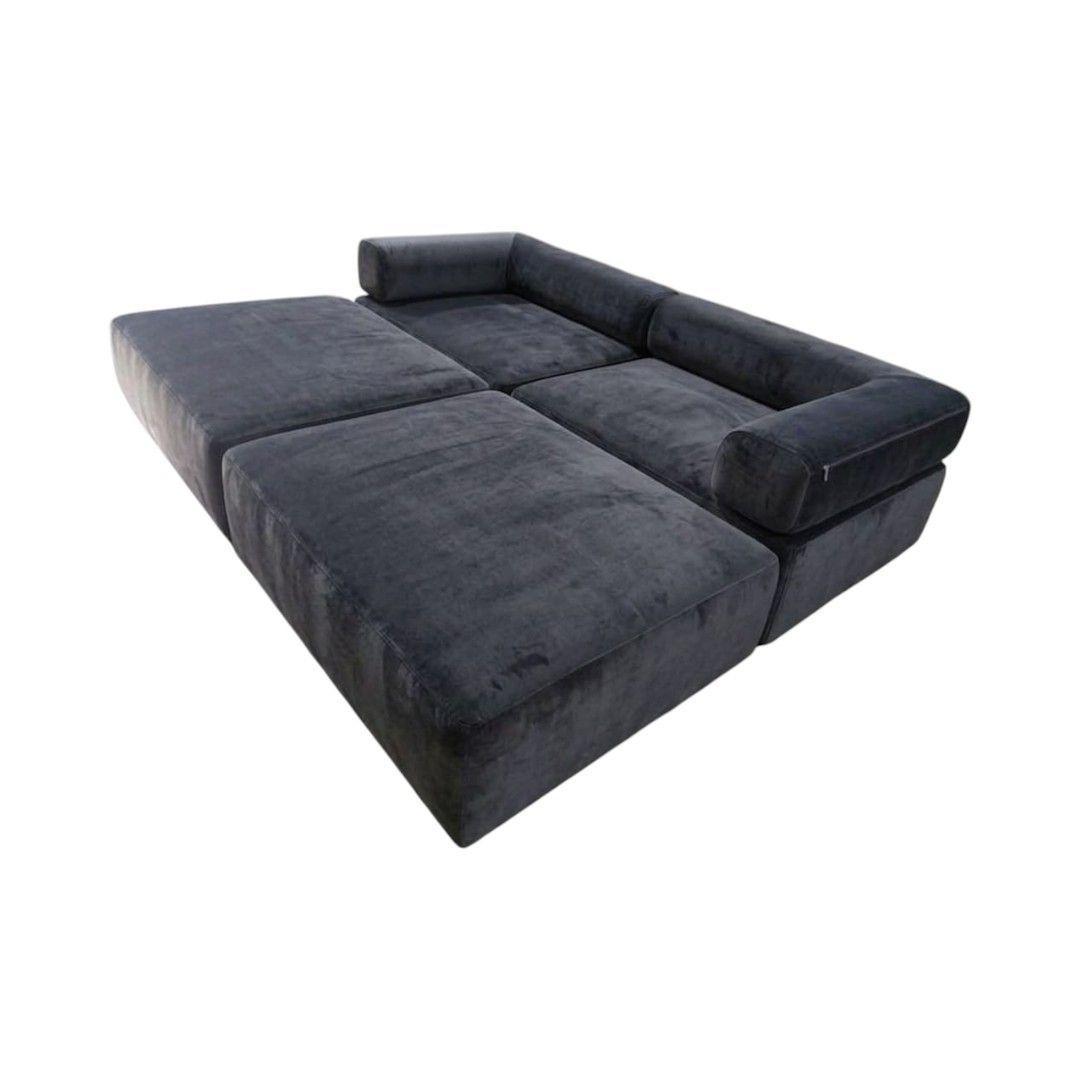 SOFA CAMA ARKOS DOS CUERPOS EN FELPA GRIS OSCURO-3