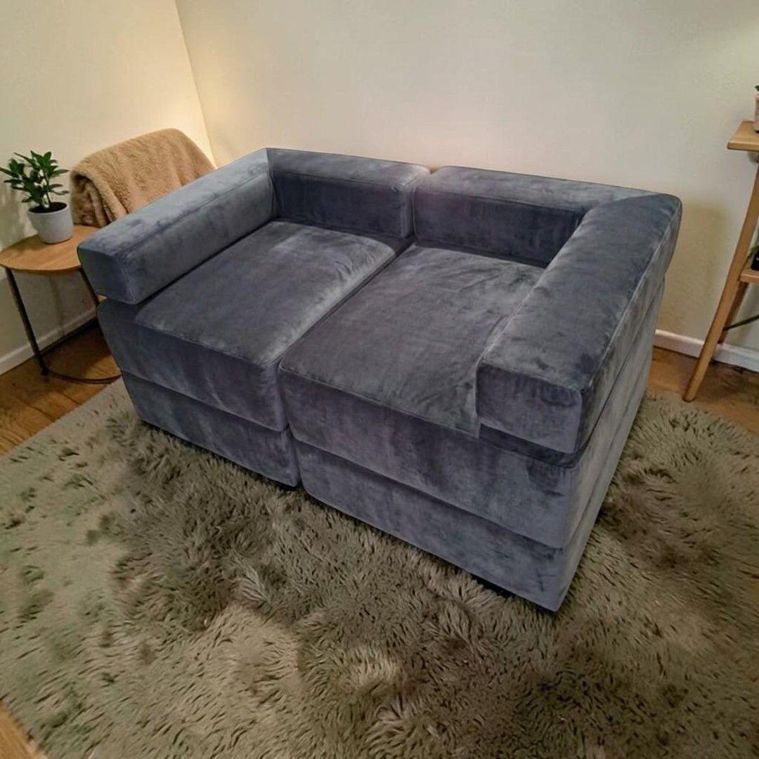 SOFA CAMA ARKOS DOS CUERPOS EN FELPA GRIS OSCURO-4