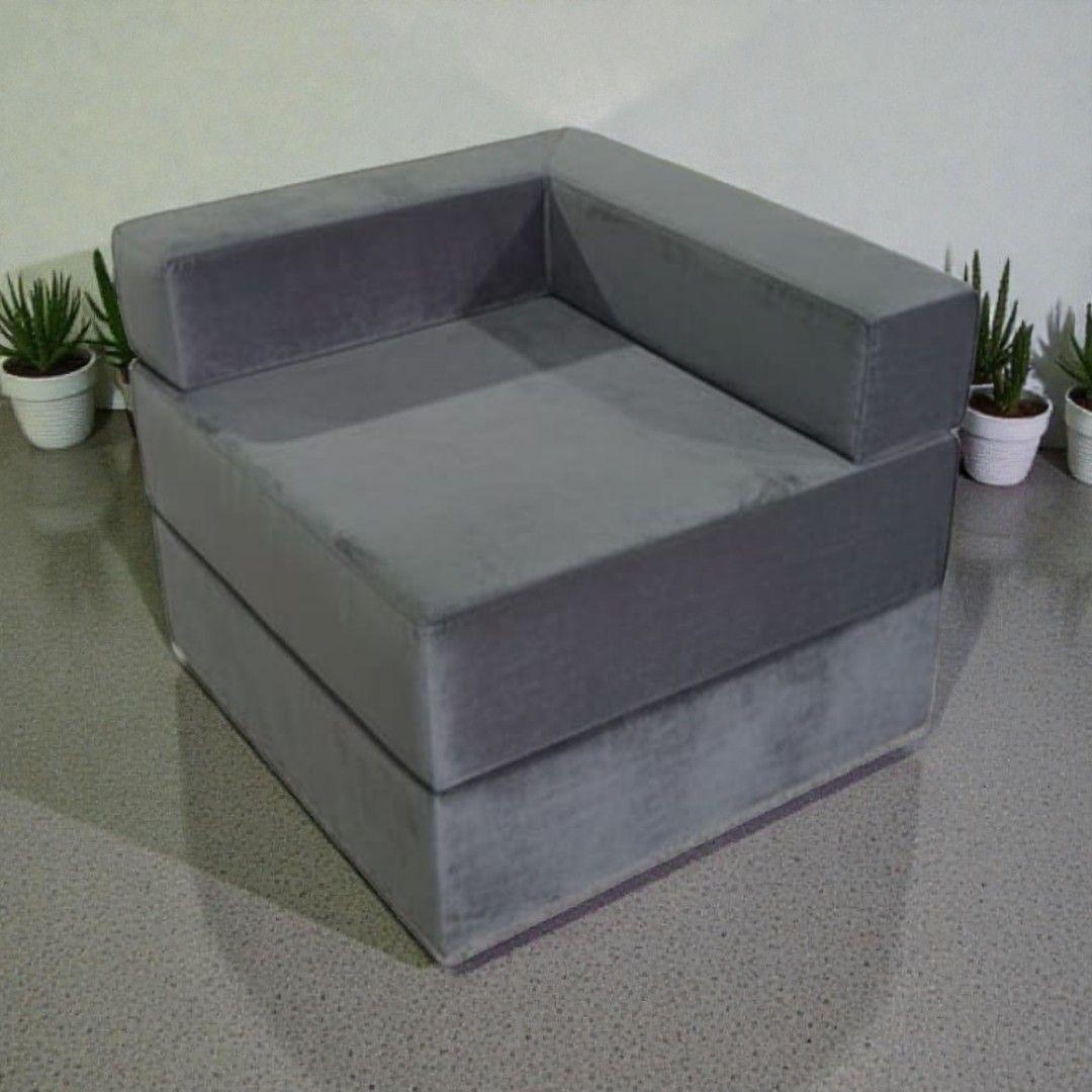 SOFA CAMA ARKOS EN FELPA GRIS OSCURO-3