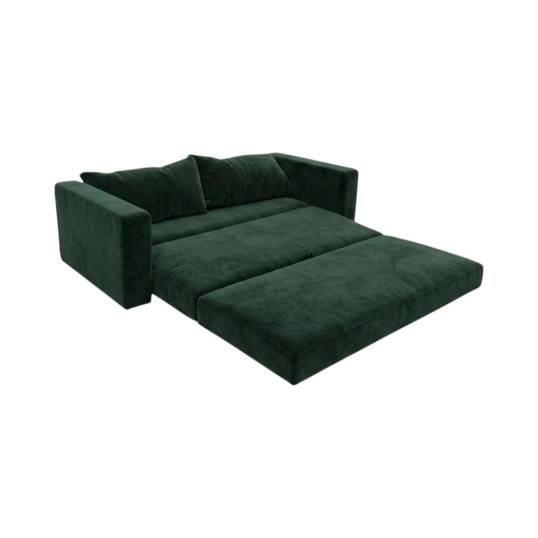 SOFA CAMA MULTIFUNCIONAL FELPA VERDE OSCURO-2