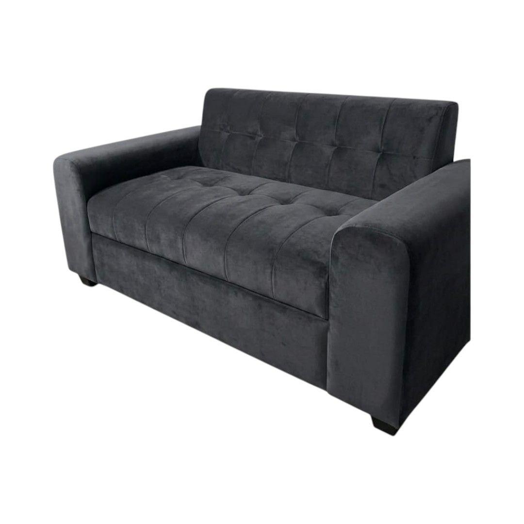 SOFA TRES CUERPOS BRAZO REDONDO FELPA GRIS OSCURO-2