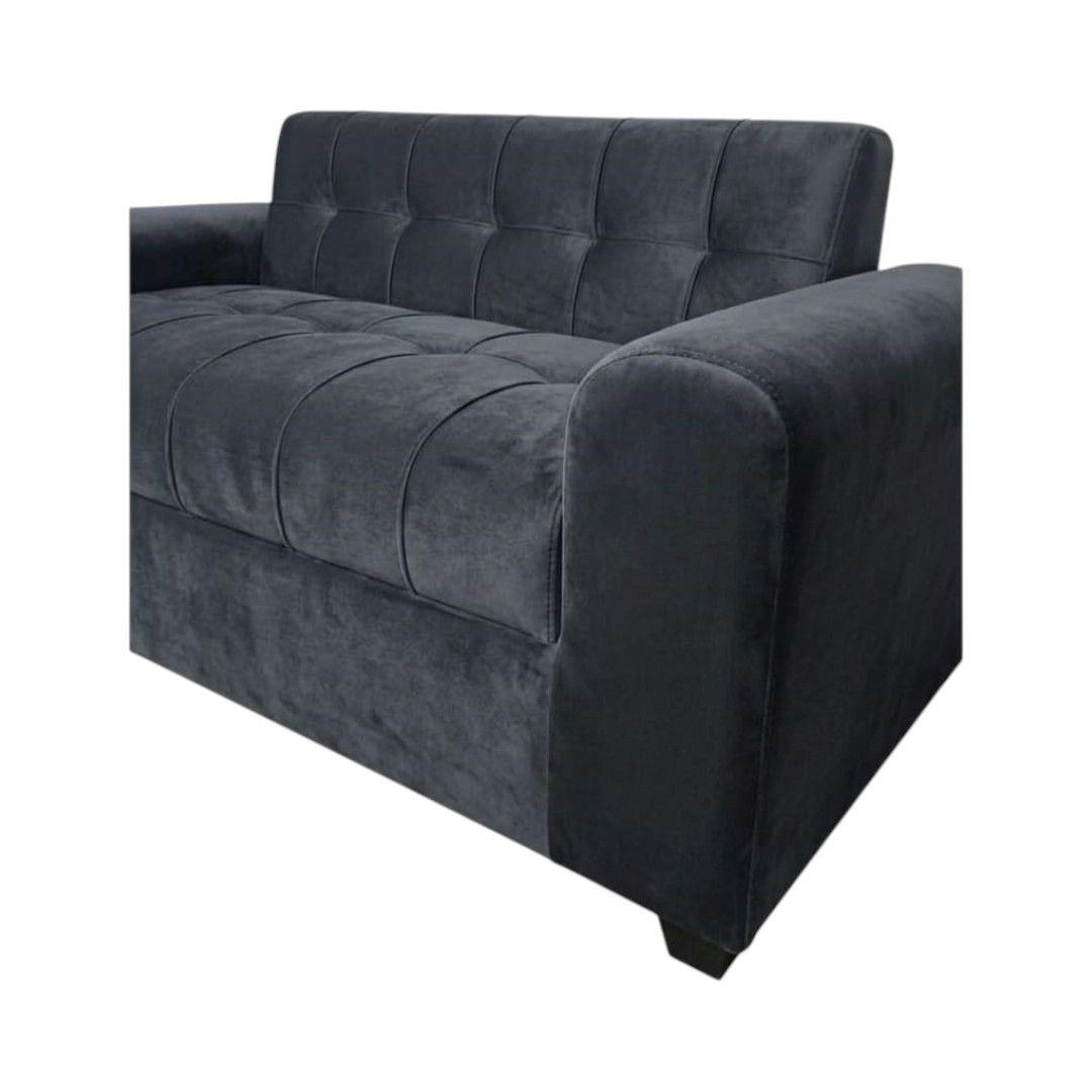 SOFA TRES CUERPOS BRAZO REDONDO FELPA GRIS OSCURO-3