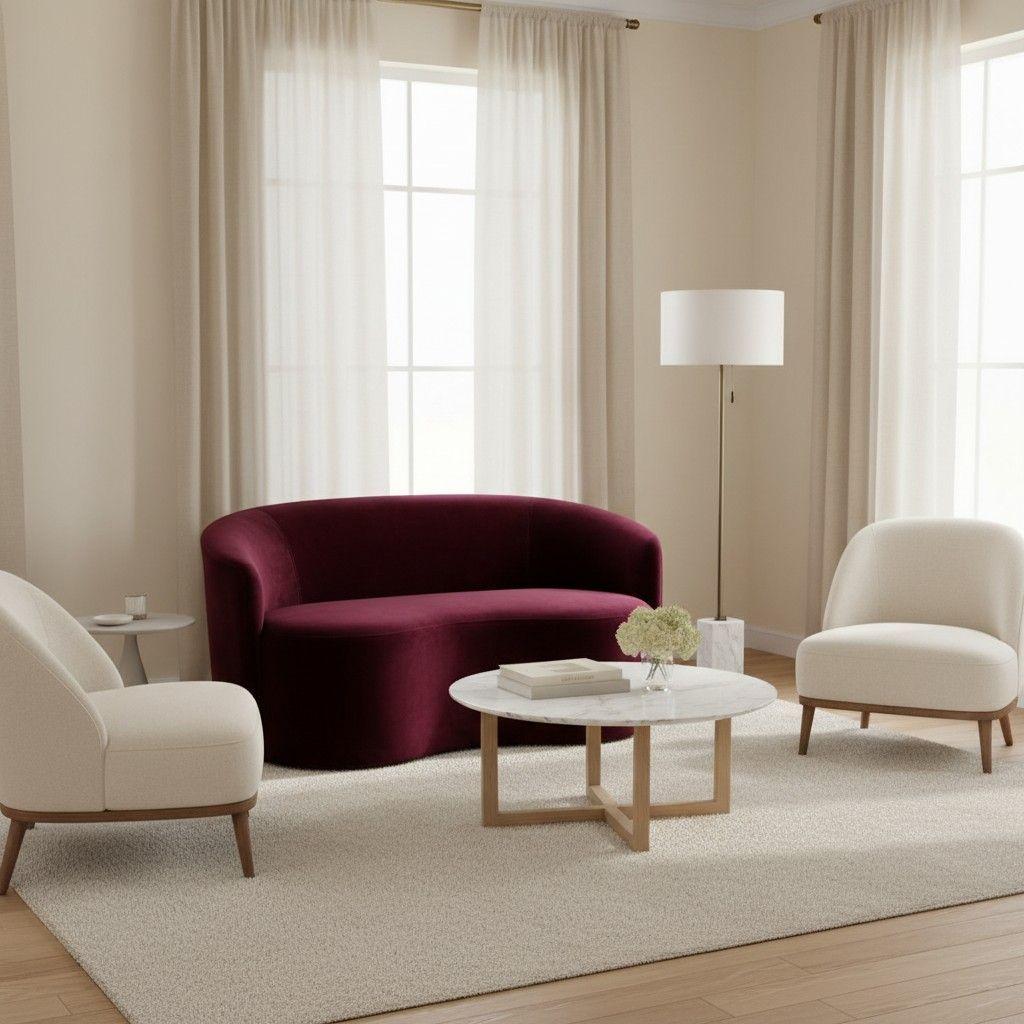 SOFA CURVO EN FELPA BURDEO-0
