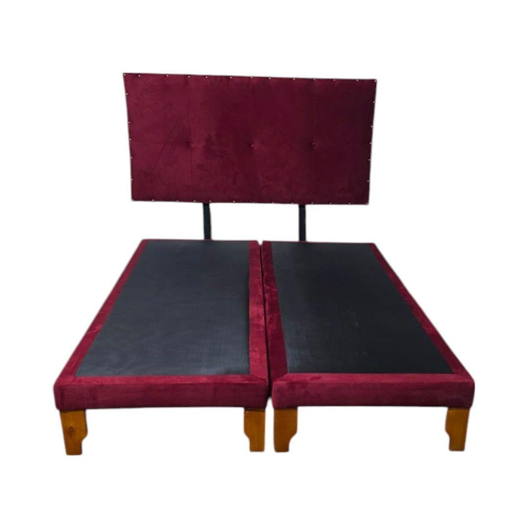 CAMA DOS PLAZAS FELPA BURDEO-0