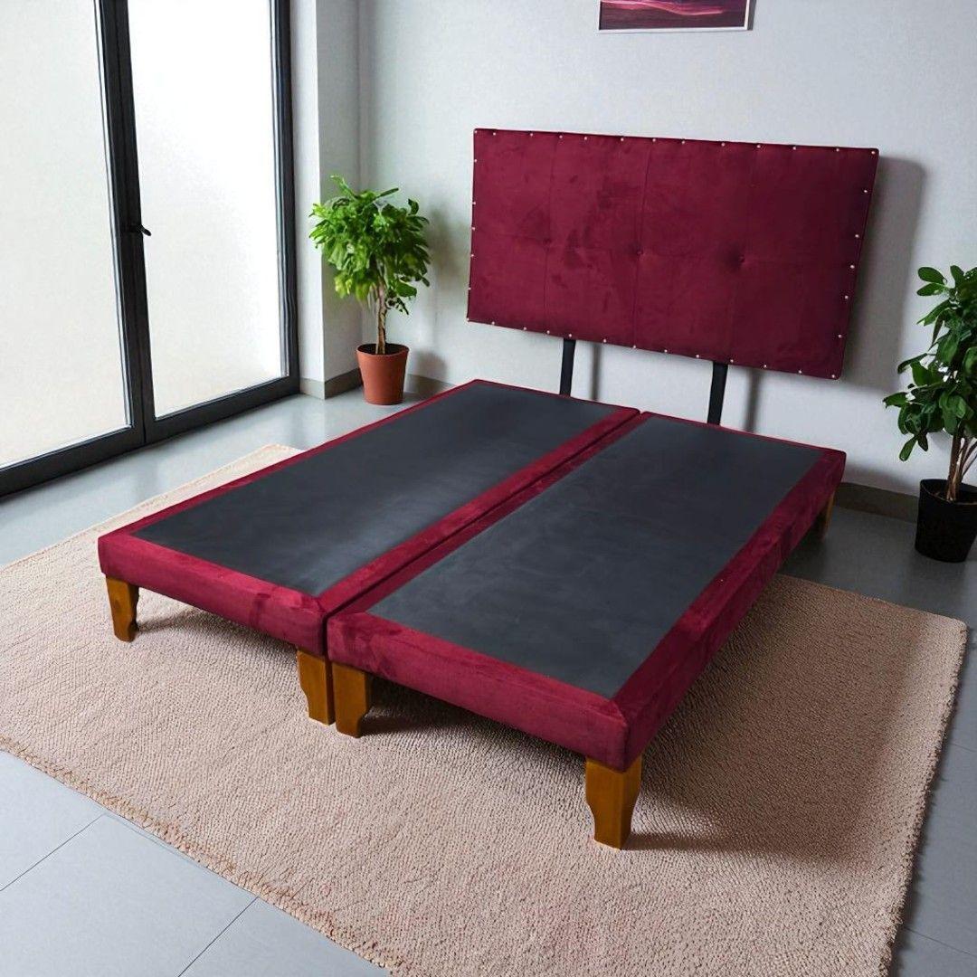 CAMA DOS PLAZAS FELPA BURDEO-5