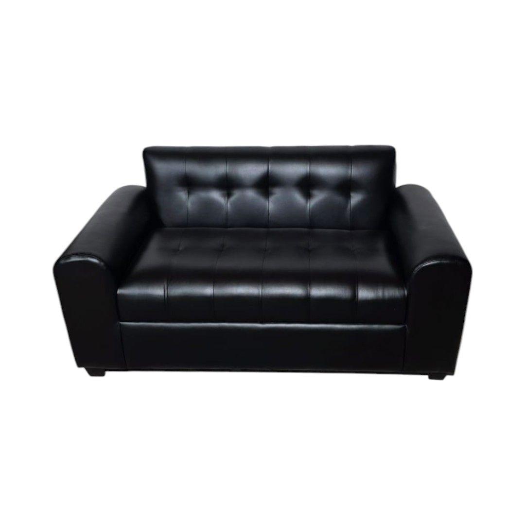 SOFA DOS CUERPOS BRAZO REDONDO ECOCUERO NEGRO-2