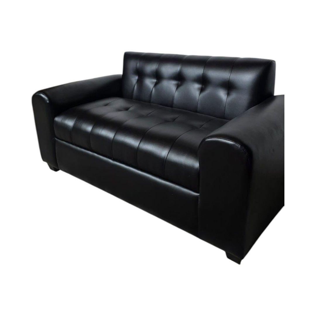 SOFA DOS CUERPOS BRAZO REDONDO ECOCUERO NEGRO-3