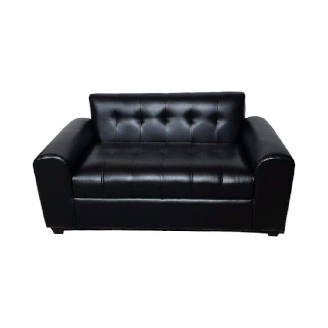 SOFA DOS CUERPOS BRAZO REDONDO ECOCUERO NEGRO-5