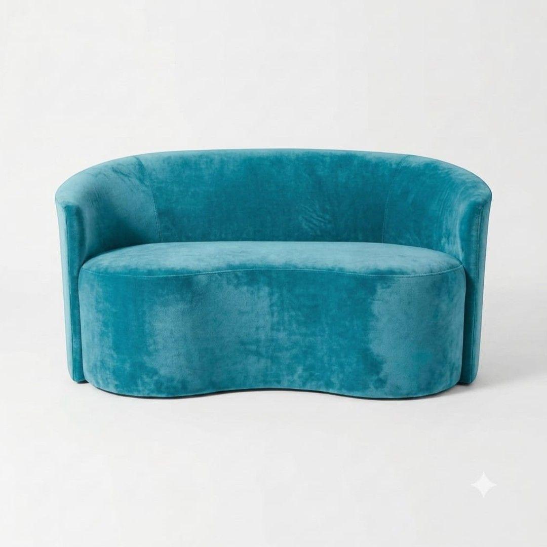 SOFA CURVO EN FELPA TURQUESA-1