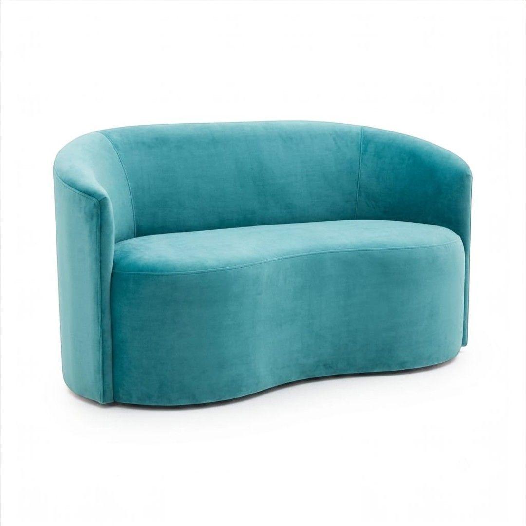 SOFA CURVO EN FELPA TURQUESA-2