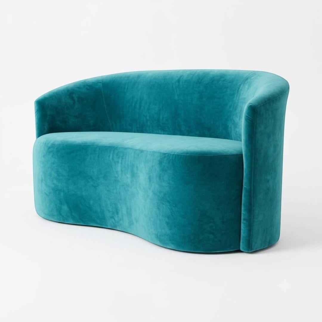 SOFA CURVO EN FELPA TURQUESA-3