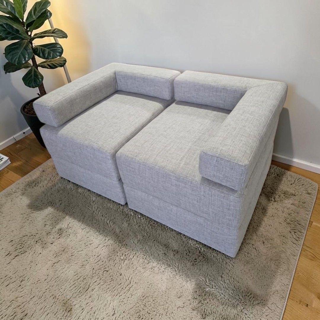 SOFA CAMA ARKOS DOS CUERPOS EN LINO GRIS CLARO-4