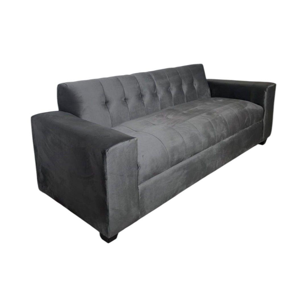 SOFA TRES CUERPOS FELPA GRIS OSCURO-2