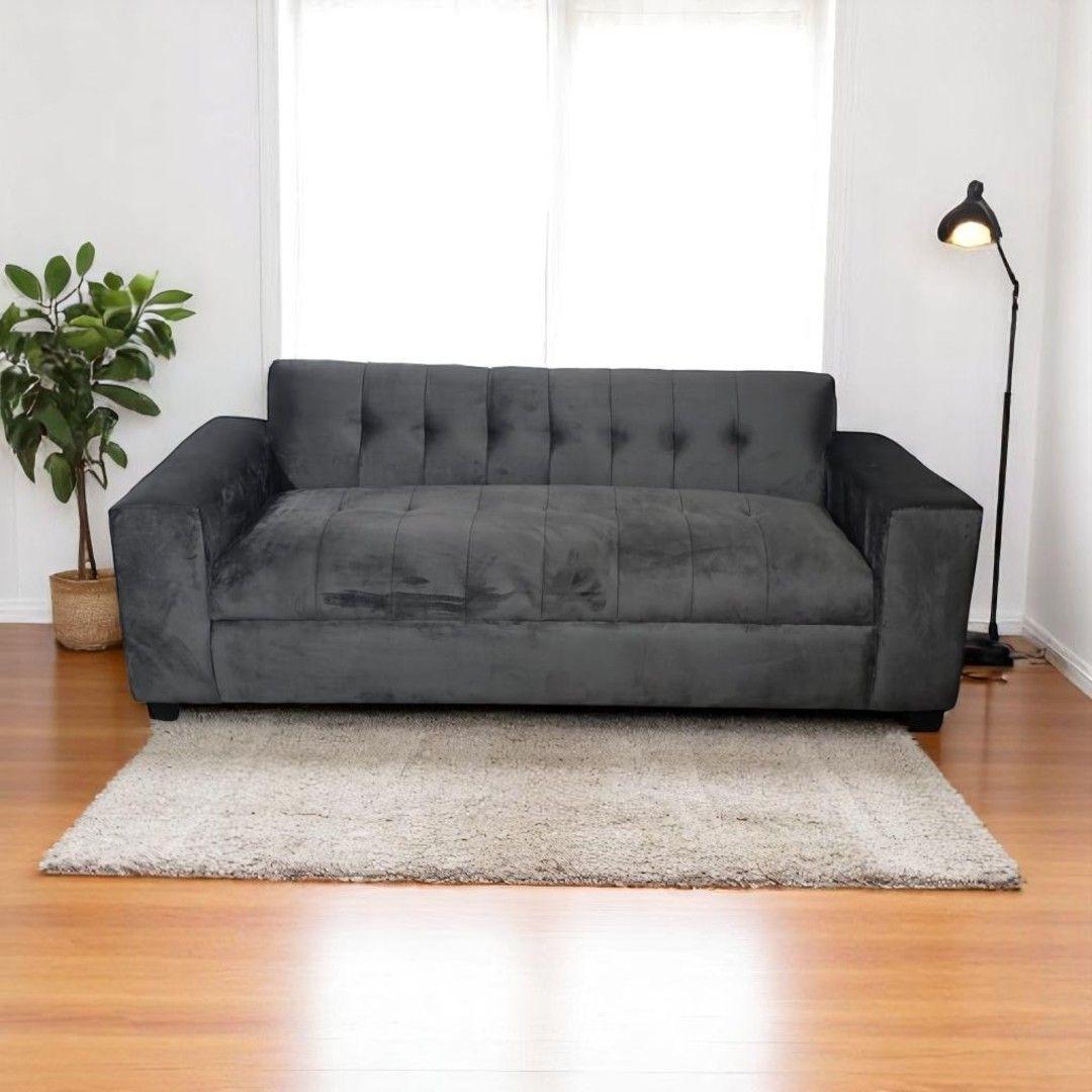 SOFA TRES CUERPOS FELPA GRIS OSCURO-4