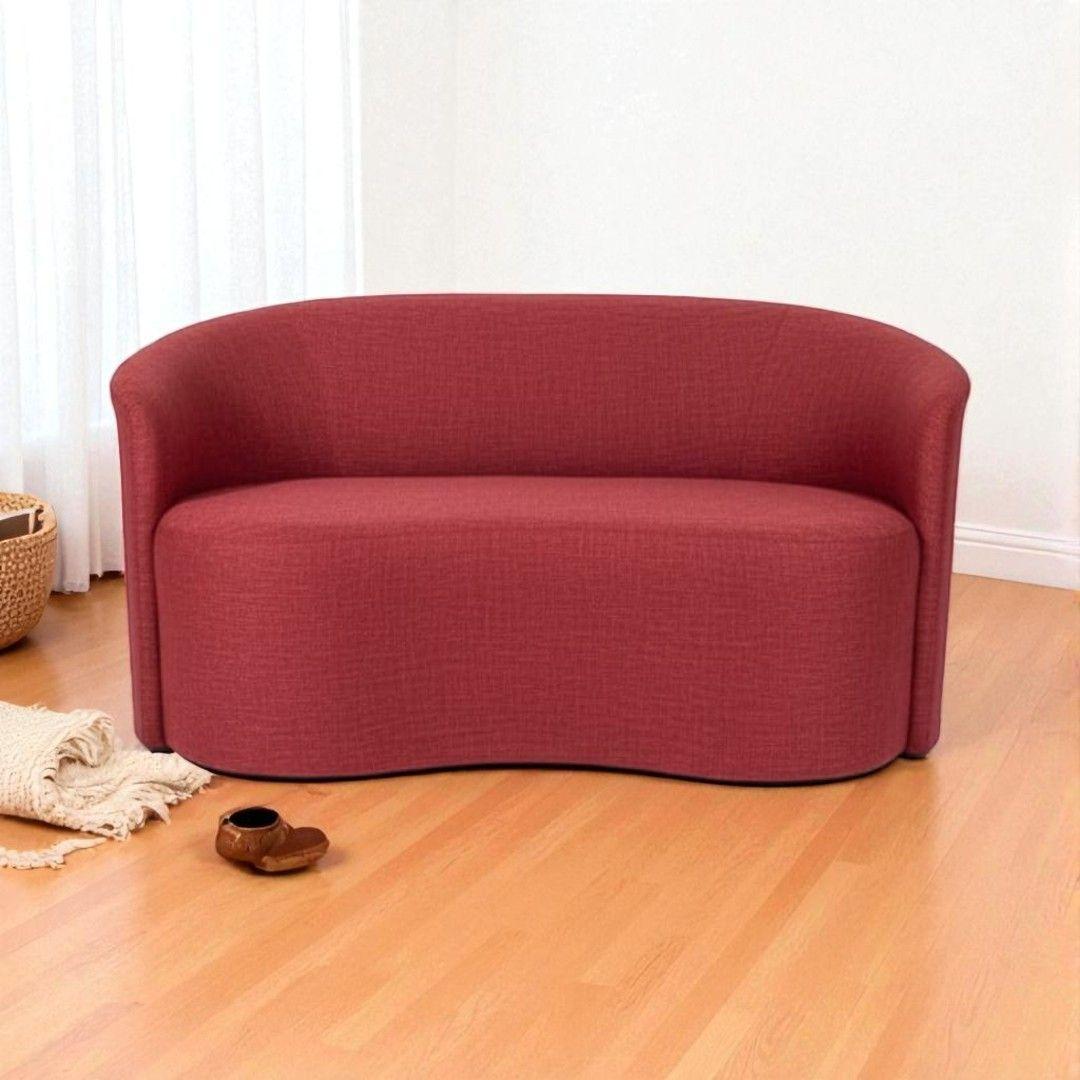SOFA CURVO EN LINO ROJO-2
