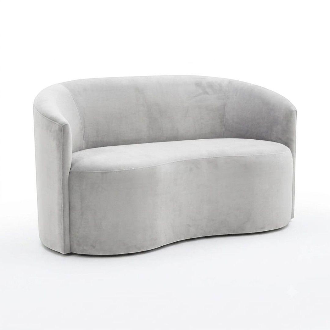 SOFA CURVO EN FELPA GRIS CLARO-2