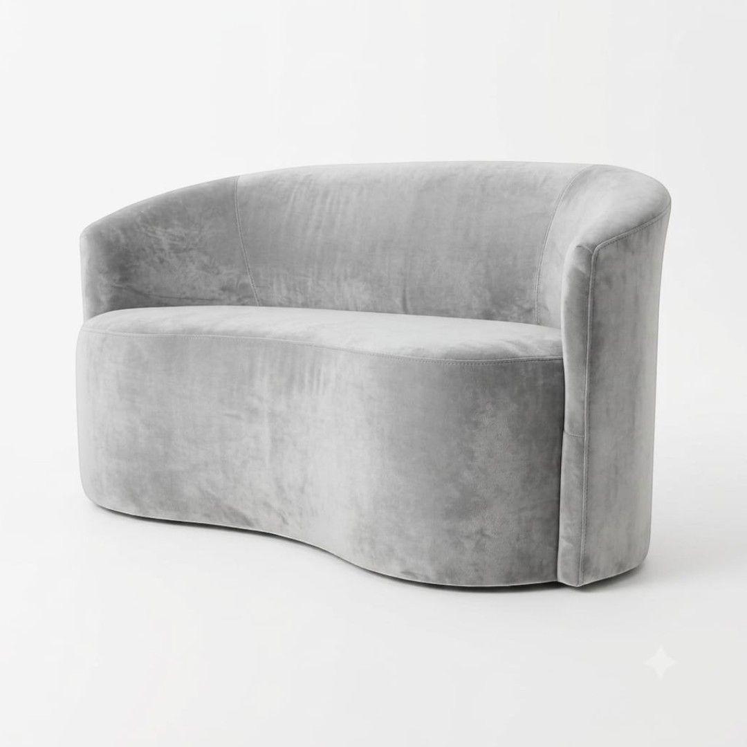 SOFA CURVO EN FELPA GRIS CLARO-3