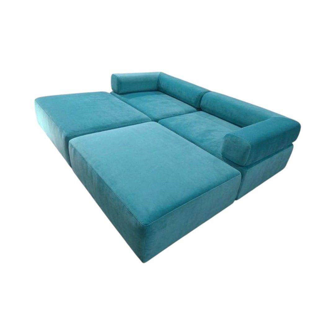 SOFA CAMA ARKOS DOS CUERPOS EN FELPA TURQUESA-2