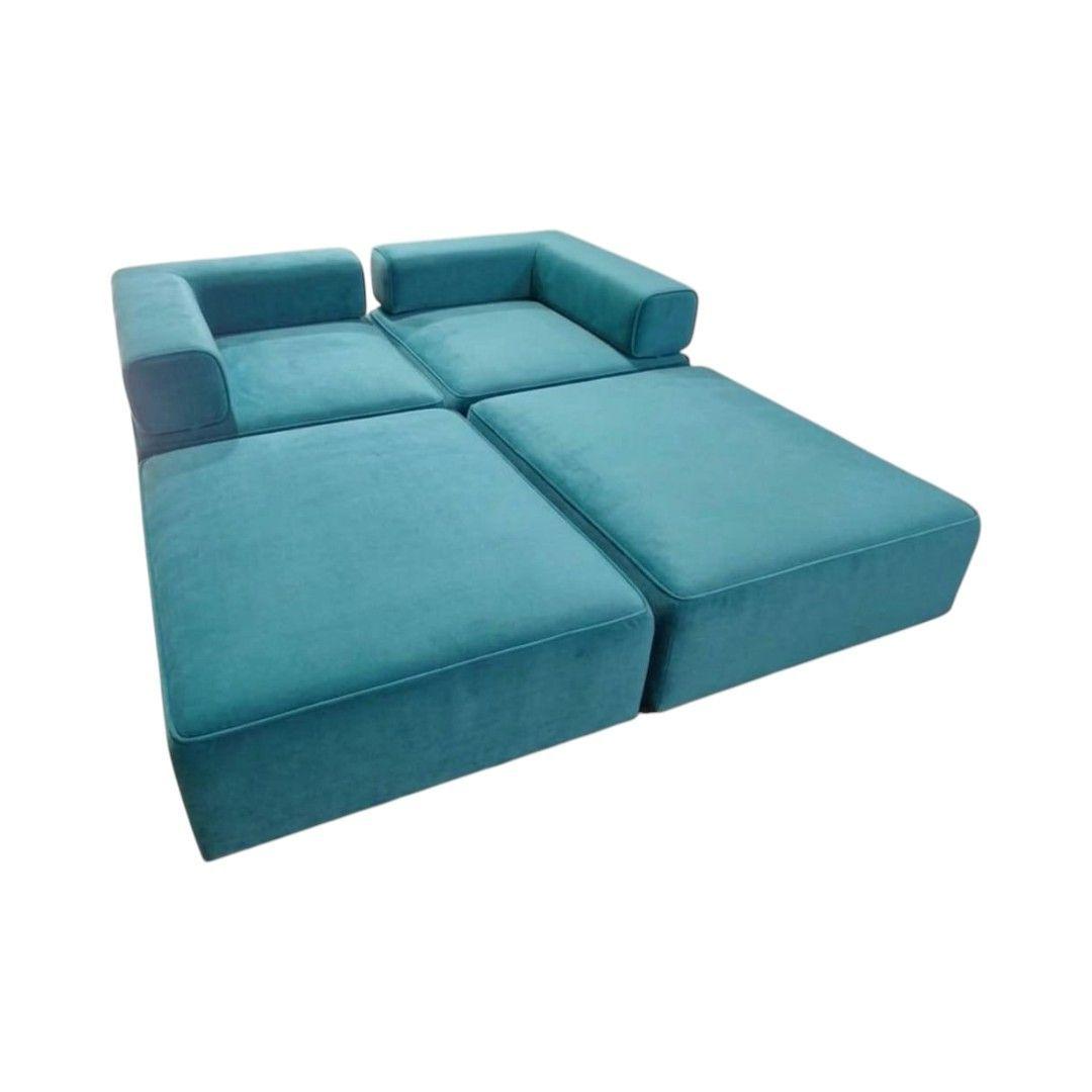 SOFA CAMA ARKOS DOS CUERPOS EN FELPA TURQUESA-3