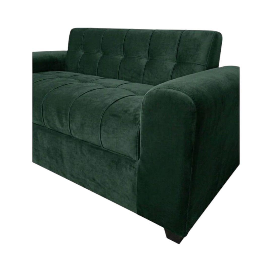 SOFA DOS CUERPOS BRAZO REDONDO FELPA VERDE OSCURO-2