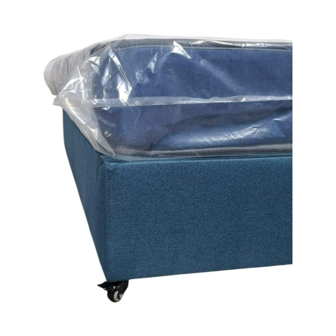 BOX AMERICANO DE PLAZA CON COLCHON LINO AZUL-3