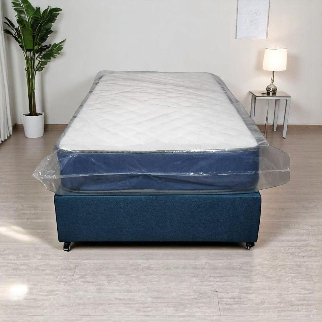 BOX AMERICANO DE PLAZA CON COLCHON LINO AZUL-4
